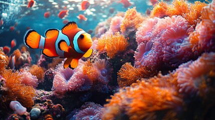 Vibrant Coral Reef with Tropical Fish