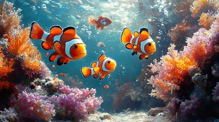 Vibrant Coral Reef with Tropical Fish