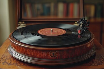 Vintage Vinyl Record on Turntable in Soft Ambient Light