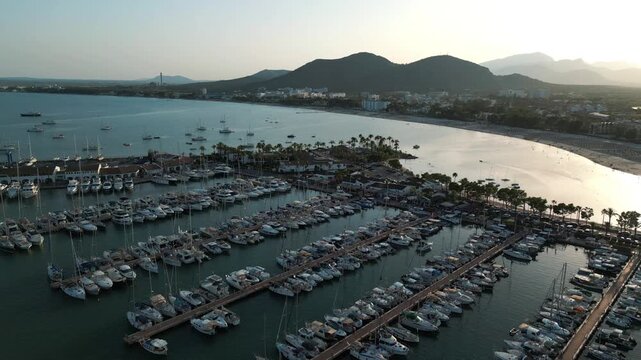Mallorca, Majorca Alcudia, Drone view, Blue water