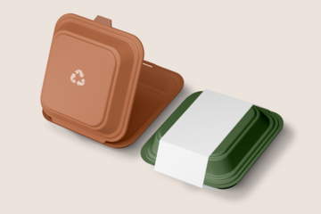 Takeout container png mockup, transparent design