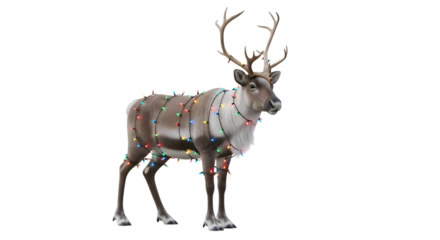 Reindeer standing profile isolated on transparent background