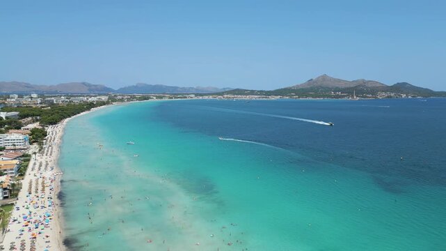 Mallorca, Majorca Alcudia, Drone view, Blue water