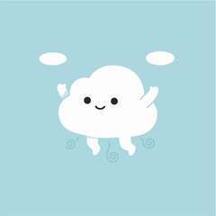Fototapeta premium Minimalist Cute Cloud Character Mascot Happy Sky Vector