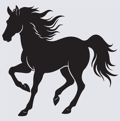 running horse silhouette vector art illustration, horse silhouette isolated on white