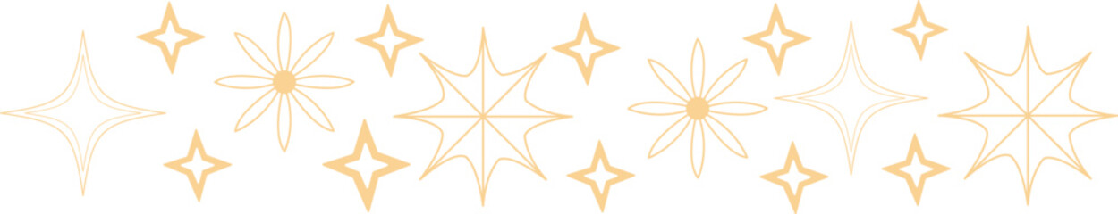 Elegant golden sparkle star elements and celestial glitter decorations Vector