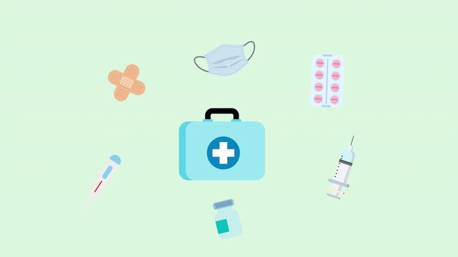 Essential Medical Equipment for Emergency and Healthcare Animation.
