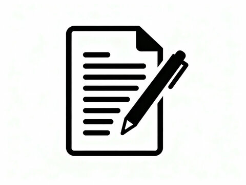 Document and Pen: A classic depiction of a pen poised above a document, ready to commit thoughts and ideas to paper. A symbol of writing, planning, and communication.
