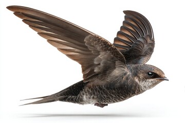 Obraz premium Swiftlet in flight against a plain white background showcasing its beauty