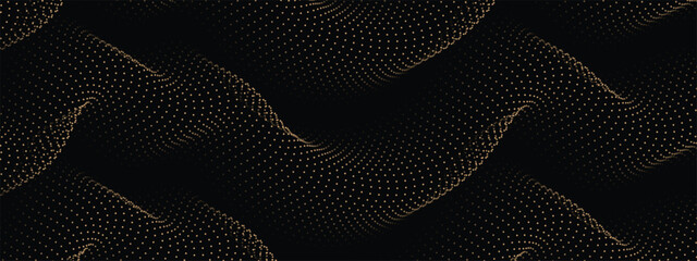 Abstract golden glowing dotted waves for elegant modern background designs