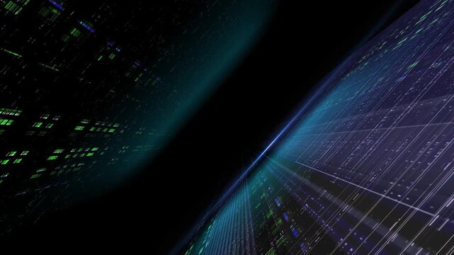 Dynamic abstract matrix grid motion. Perfect for sci-fi projects, tech presentations, or high-tech motion design, etc. Video in loop.