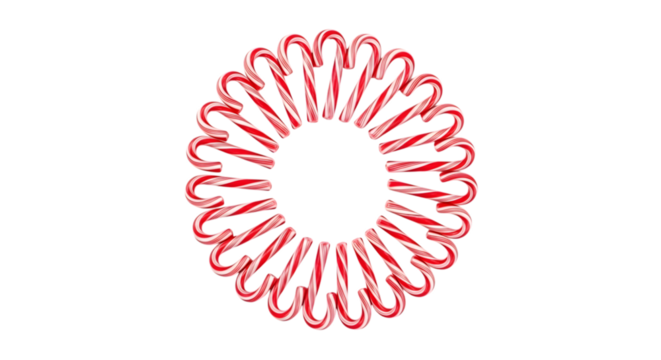 Number zero made of candy canes isolated on transparent background