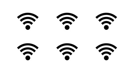 Six abstract Wi-Fi signal icons arranged in a grid, representing connectivity and wireless technology.