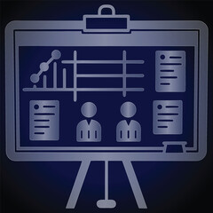 Business presentation board with charts and people icons Keywords: presentation, board, easel