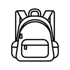 Simple black and white line drawing of a backpack