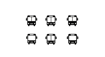 A collection of six identical black bus icons arranged in two rows on a white background.