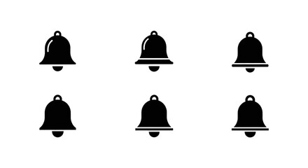 Collection of simple, modern bell icons, perfect for notifications or alerts.