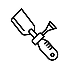 Line art icon of a paint scraper tool