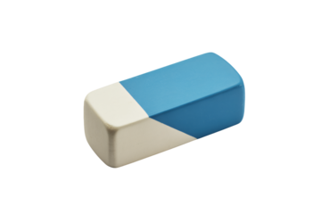 Clean blue and white eraser ready to fix mistakes, perfect for education, design, and creative projects with a fresh, crisp aesthetic