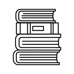 Stack of books icon in black line art