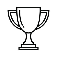 A simple black outline of a trophy cup on a, representing victory and achievement