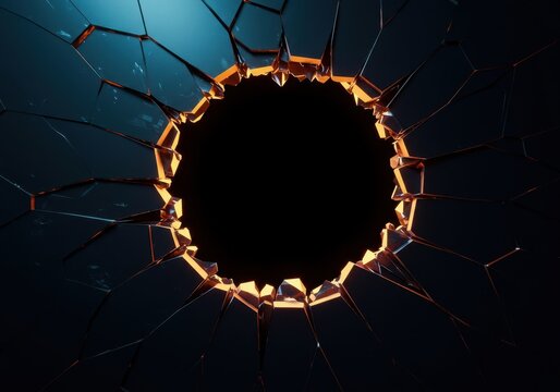 A deep close-up of a shattered geometric object revealing an absolute void within, symbolizing profound emptiness and lack of substance or core meaning ,insubstantial ,invisible ,core