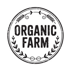 Rustic organic farm emblem with laurel wreath and distressed texture © MUZIHID CREATION