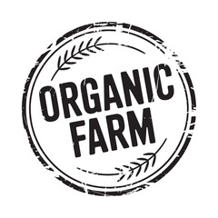 Rustic organic farm stamp with wheat stalks