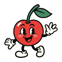PNG Cheerful cartoon cherry character