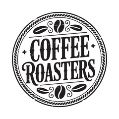 Vintage style coffee roasters emblem with coffee beans