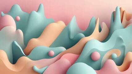 Colorful abstract shapes creating a playful and modern landscape