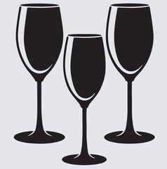 glasses set silhouette vector art illustration
