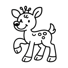 PNG Cute reindeer cartoon outline