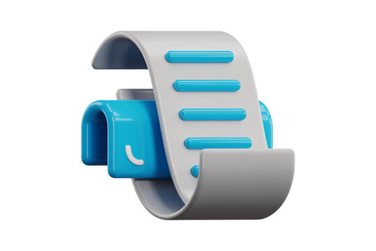 Modern 3D receipt printer icon representing financial transactions and digital commerce, perfect for business apps and websites