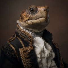 Portrait tortue en costume d'époque