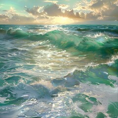 realistic seascape depicting the separation of sea and land