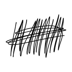 Hand drawn black pen chaotic line. Messy pencil doodles rough sketch. Black pen grunge line. Abstract scribble marker drawing. 