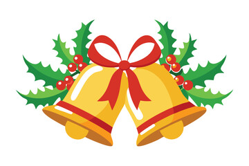 wedding christmas bells with ribbons on white background