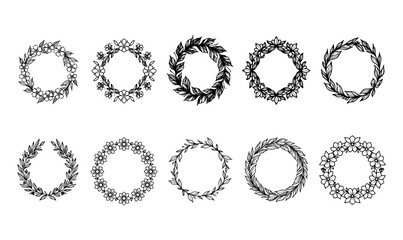 Hand drawn floral frame set