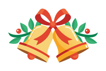 wedding christmas bells with ribbons on white background