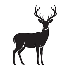 Obraz premium Deer Silhouette | Majestic Stag Vector | Wild Animal Forest Design Illustration