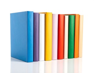 Row of colorful hardback books (2)