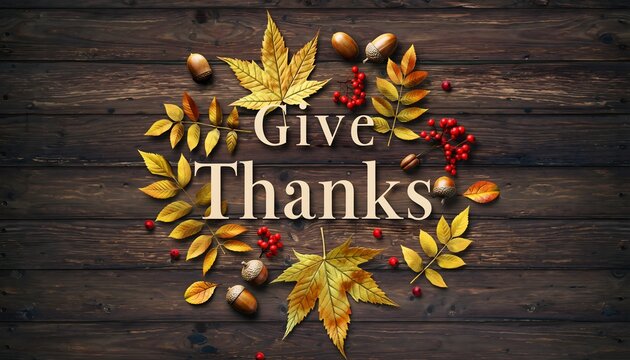 Autumn gratitude background with acorns and berries high resolution photo