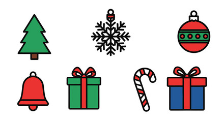 Christmas tree snowflake ornament bell gift candy cane present