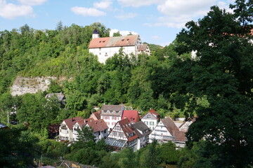 Unterstadt von Haigerloch mit Blick auf das Schloss