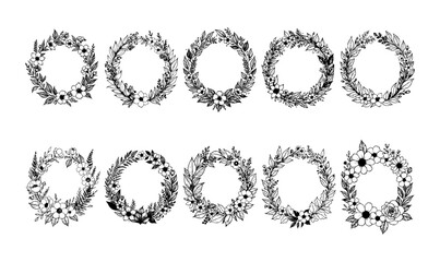 Obraz premium Hand drawn floral frame set
