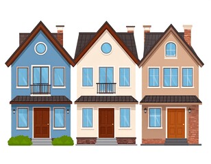Row of three stylized houses