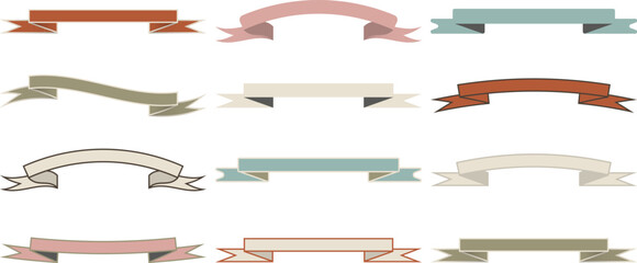Vintage Ribbon Labels Set | Decorative Retro Banners Collection
