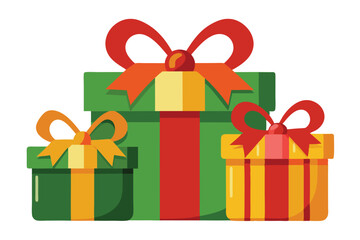 three christmas gift on white background