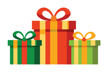 three christmas gift on white background